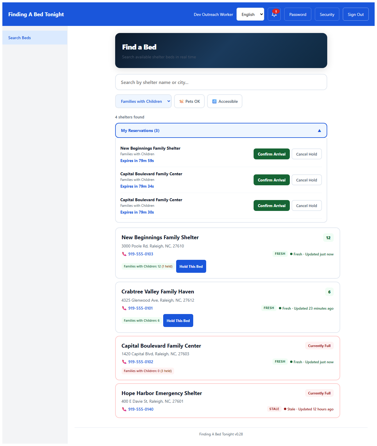Reservation hold with 90-minute countdown