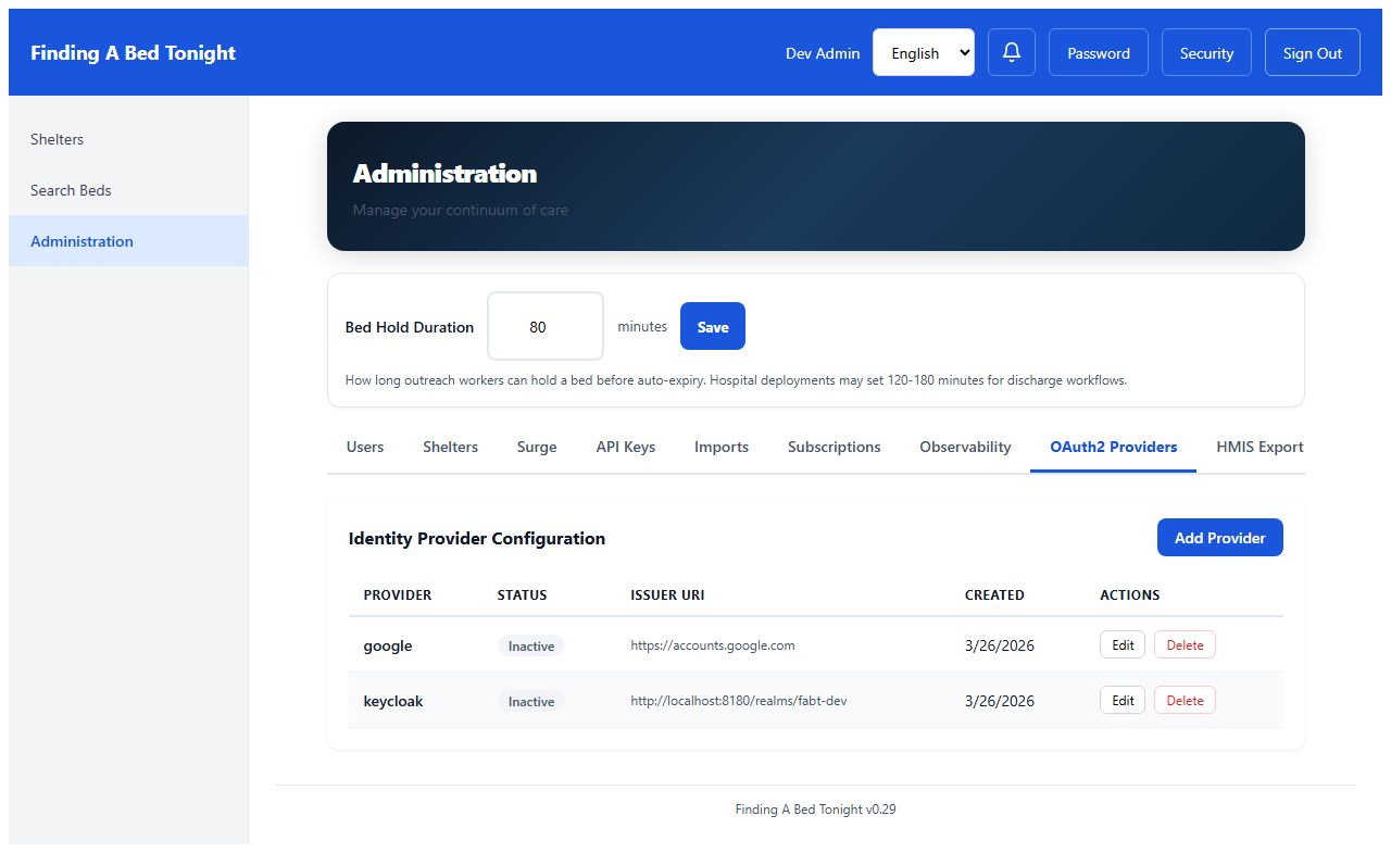 OAuth2 provider management