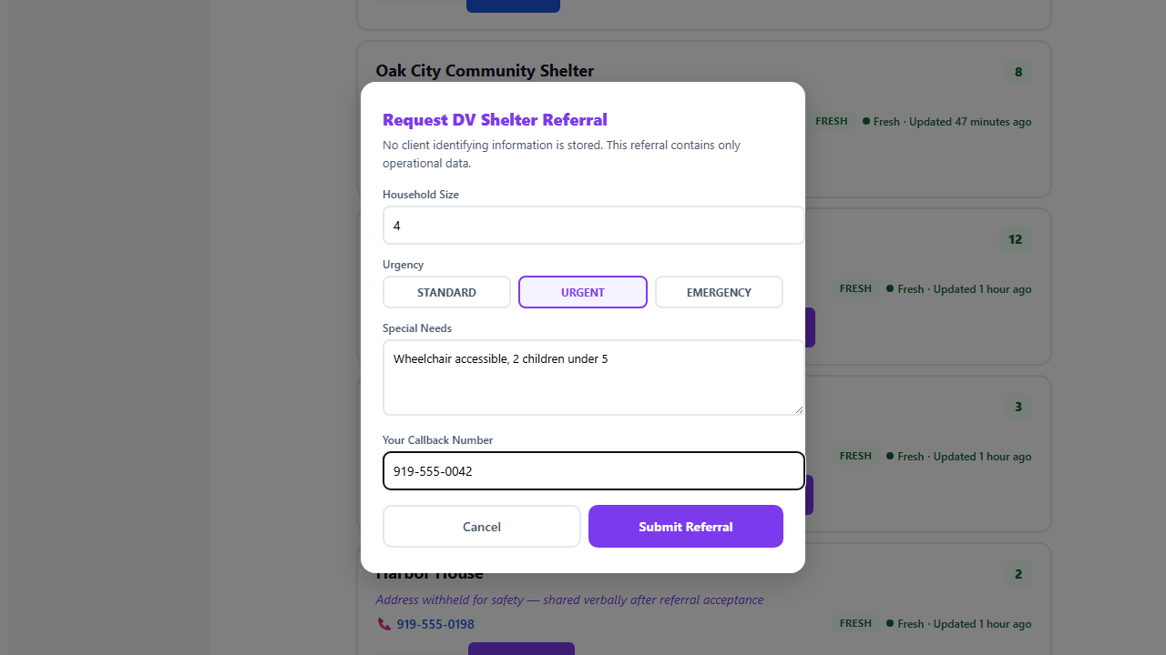 Referral request modal