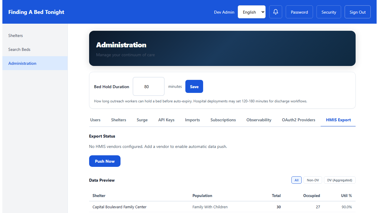 Push controls and vendor status
